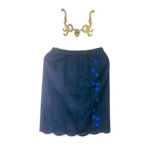 ⭐️ Valentino Stars Scalloped Navy Skirt S12